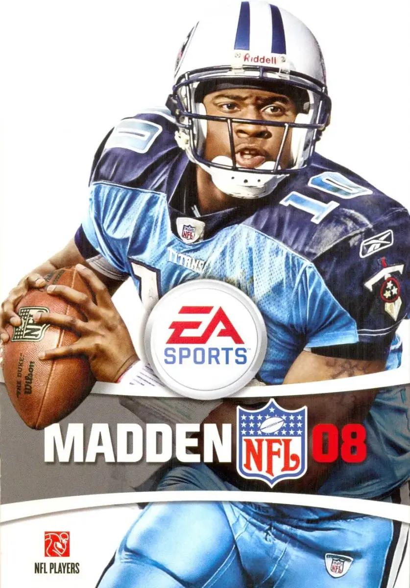 Vince Young looks focused on the Madden 08 cover.